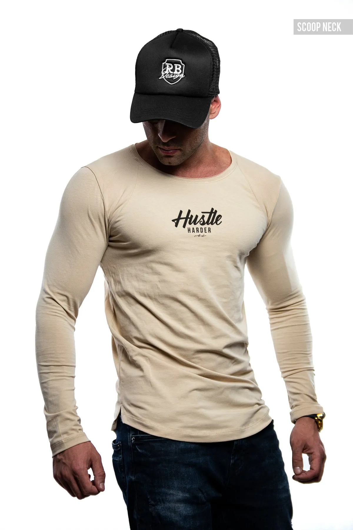 Mens Long Sleeve T-shirt "Hustle Harder" MD971