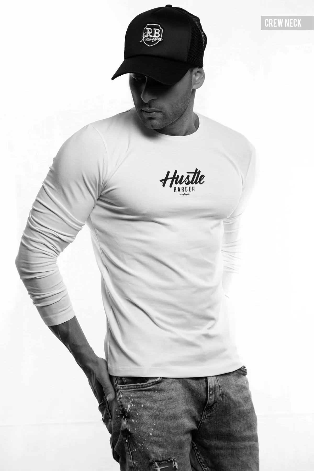 Mens Long Sleeve T-shirt "Hustle Harder" MD971