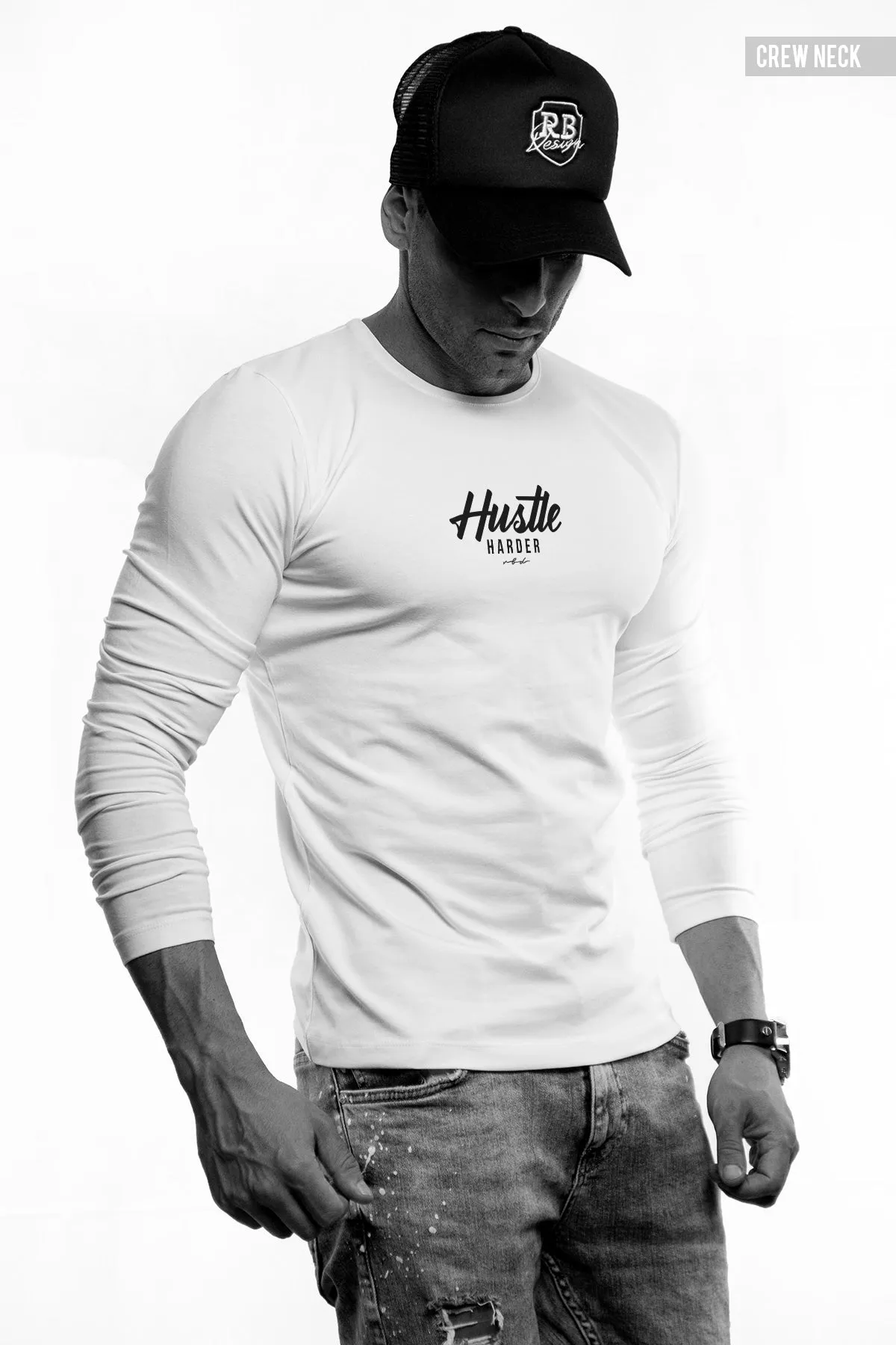 Mens Long Sleeve T-shirt "Hustle Harder" MD971