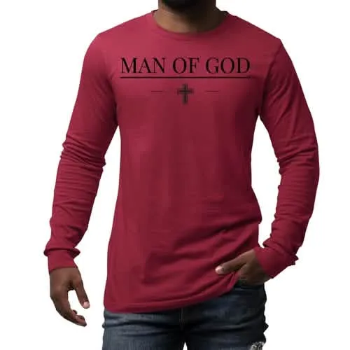 Men's Performance Long Sleeve Shirt - Black "Man of God" Graphic Tee