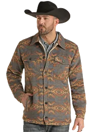 Men's Rock & Roll Aztec Print Shirt Jacket