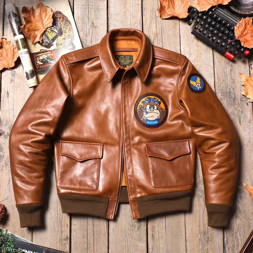 Men's Tobacco Brown Type A2 Flight Leather Jacket