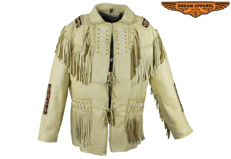 Mens Western Style Jacket w/ Beads & Fringes