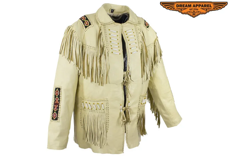 Mens Western Style Jacket w/ Beads & Fringes