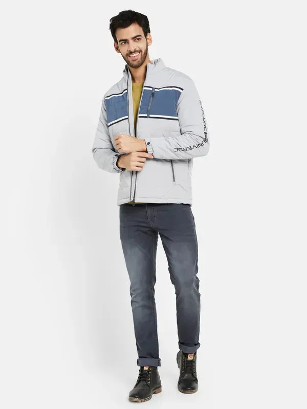 Mettle Men Grey Colourblocked Bomber Jacket