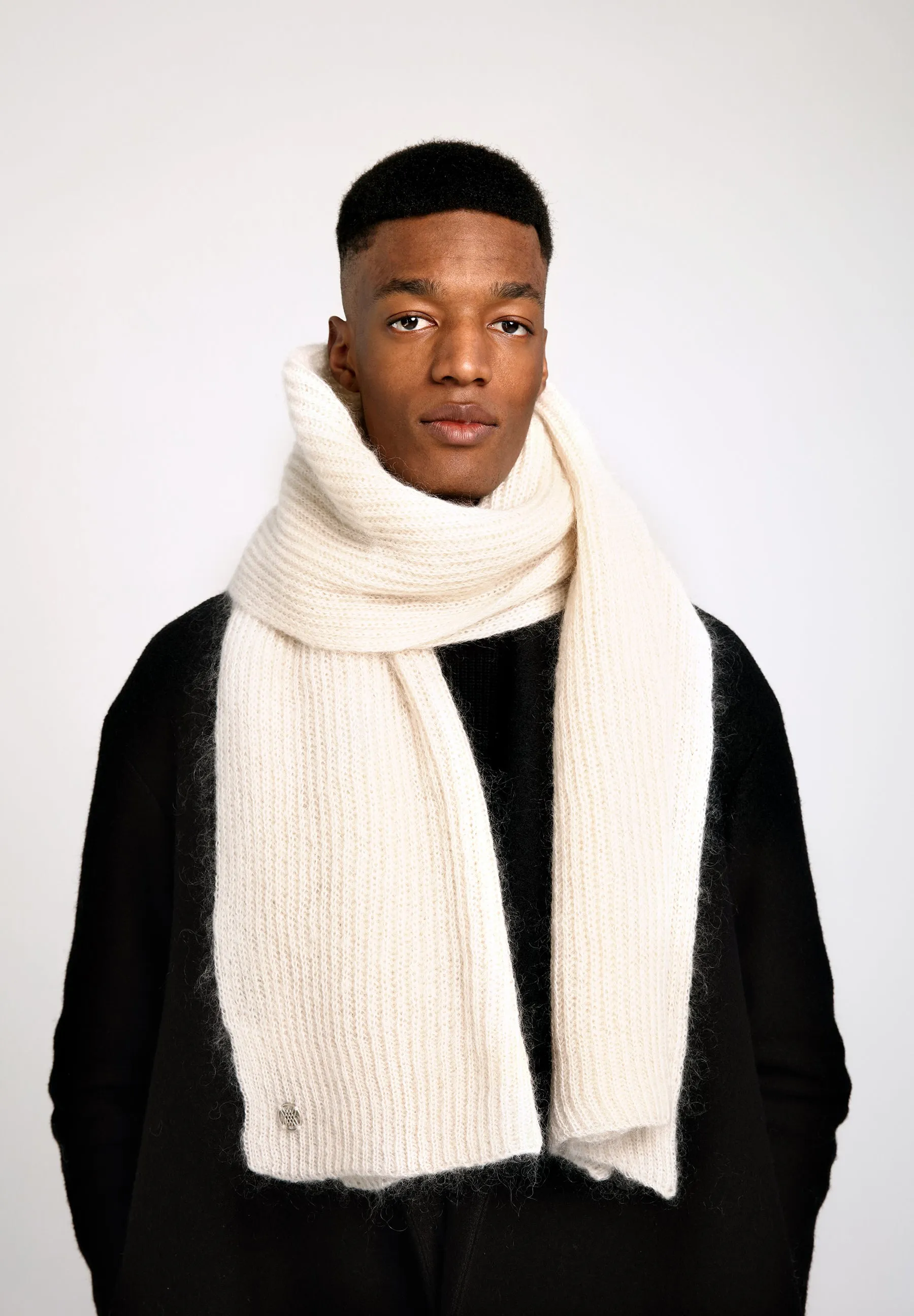 MILLER RIBBED SCARF - Light ecru