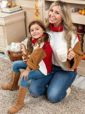 Mommy and Me Colorblock Turtleneck Sweater