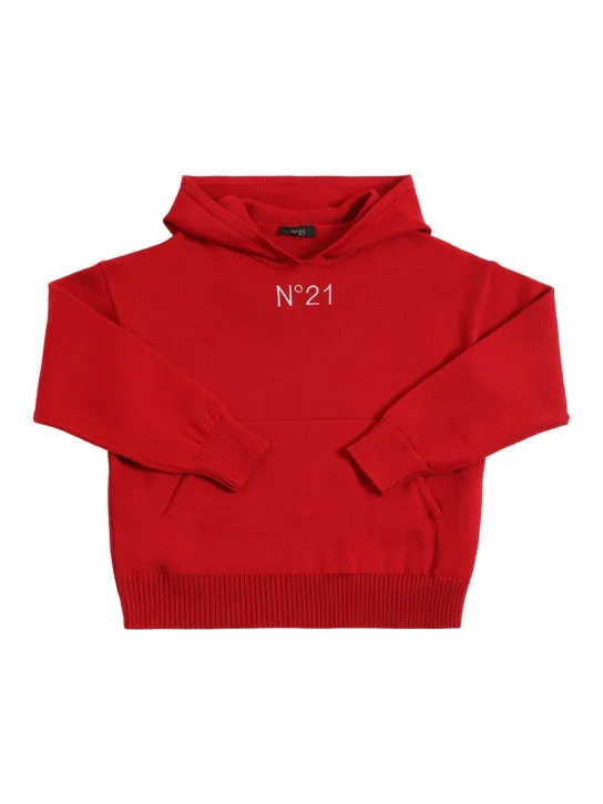 N°21   Wool blend knit hoodie w/back overlay 