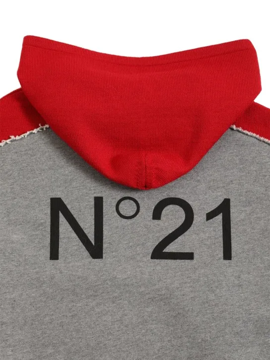 N°21   Wool blend knit hoodie w/back overlay 