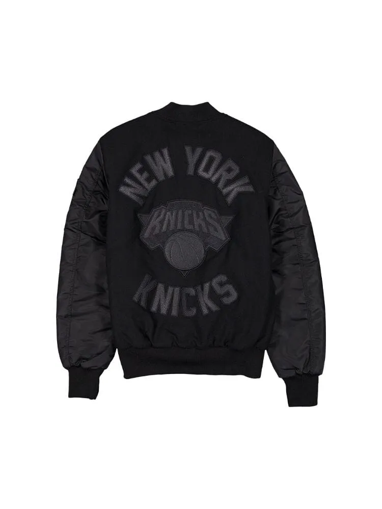 NEW YORK KNICKS X ALPHA X NEW ERA WOOL VARSITY MA-1 BOMBER JACKET