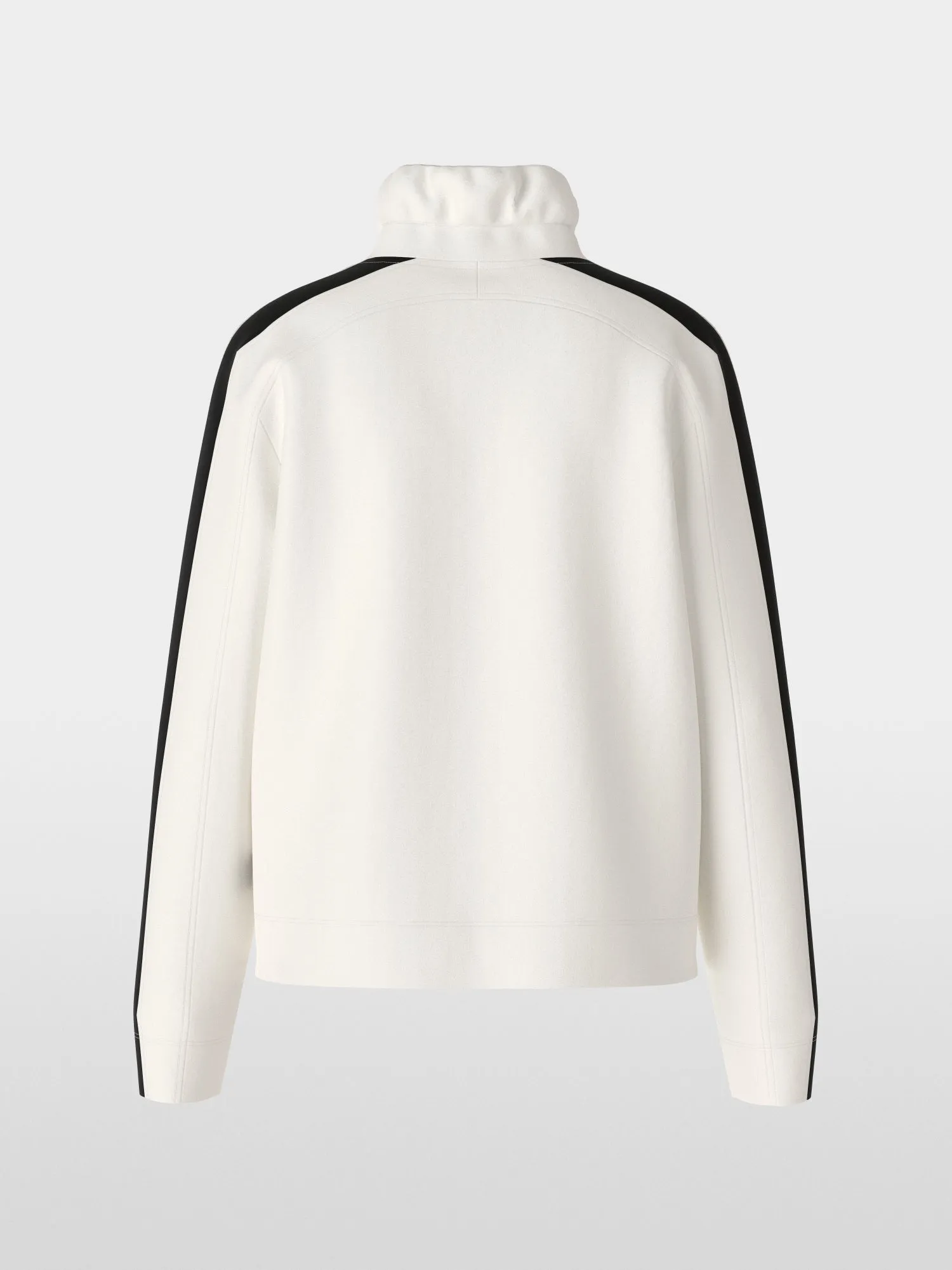 Off White Zip-Up Jacket With Black Trims