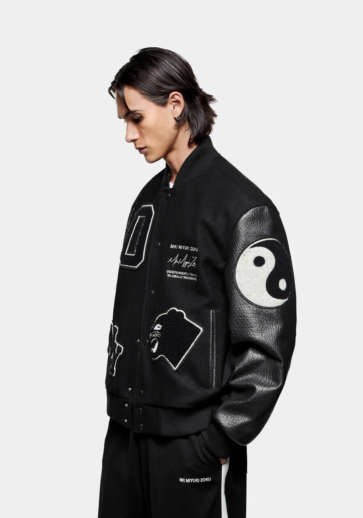 Oversized Fit Patch Varsity Jacket