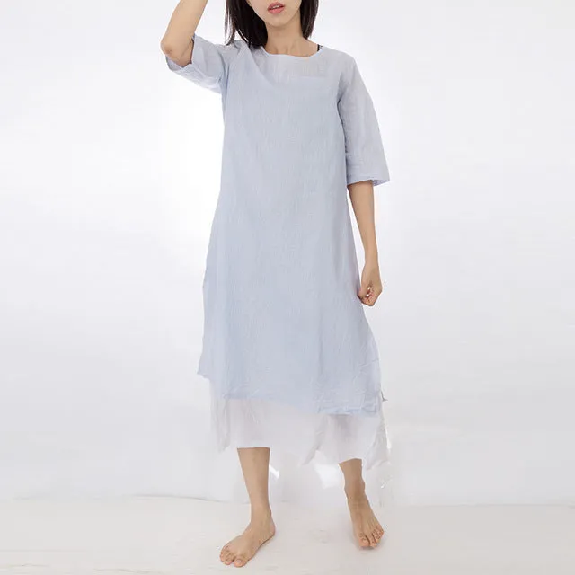 Plus Loose Half  Linen Dress