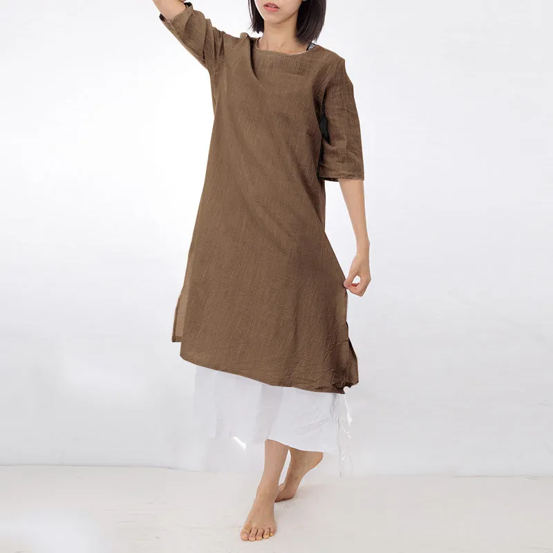 Plus Loose Half  Linen Dress