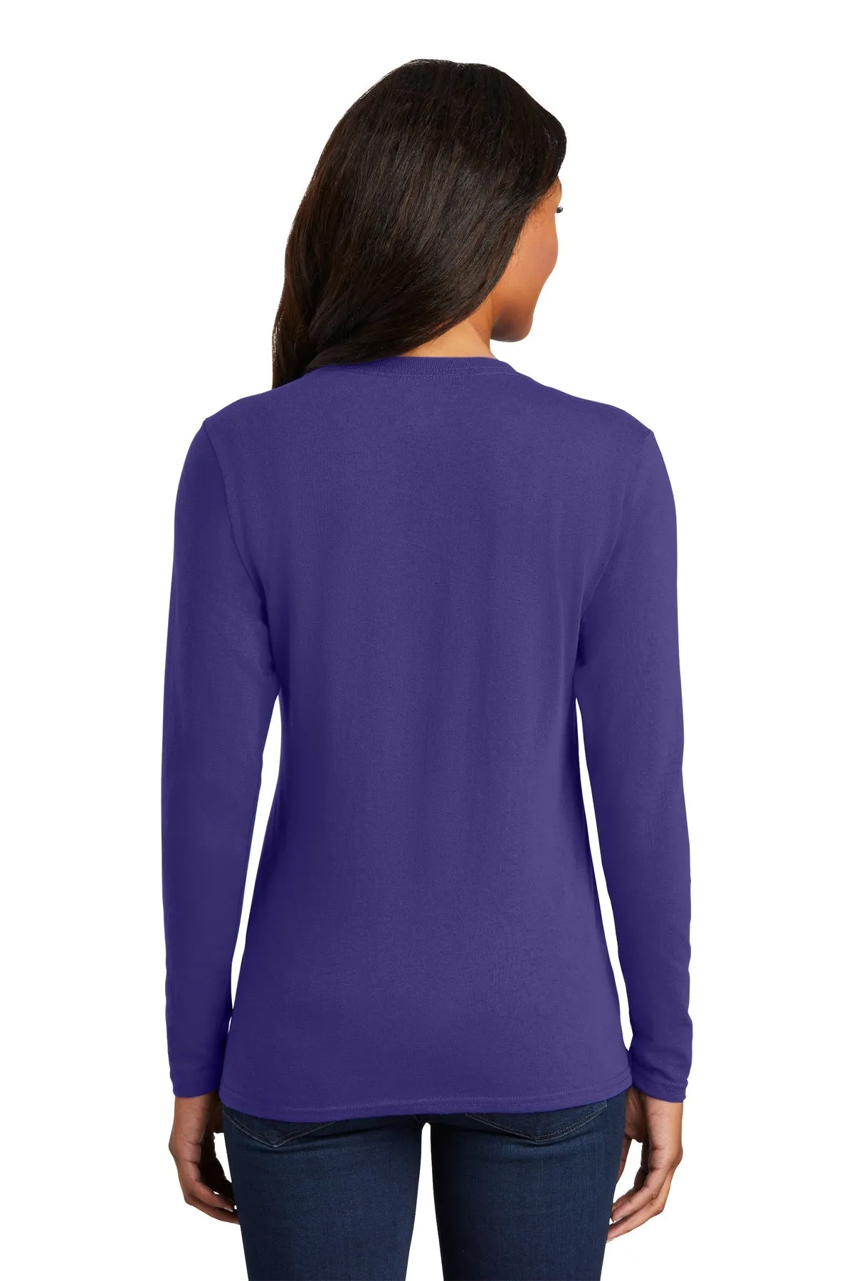 Port & Company Ladies Long Sleeve Customized Core Cotton Tee's, Purple