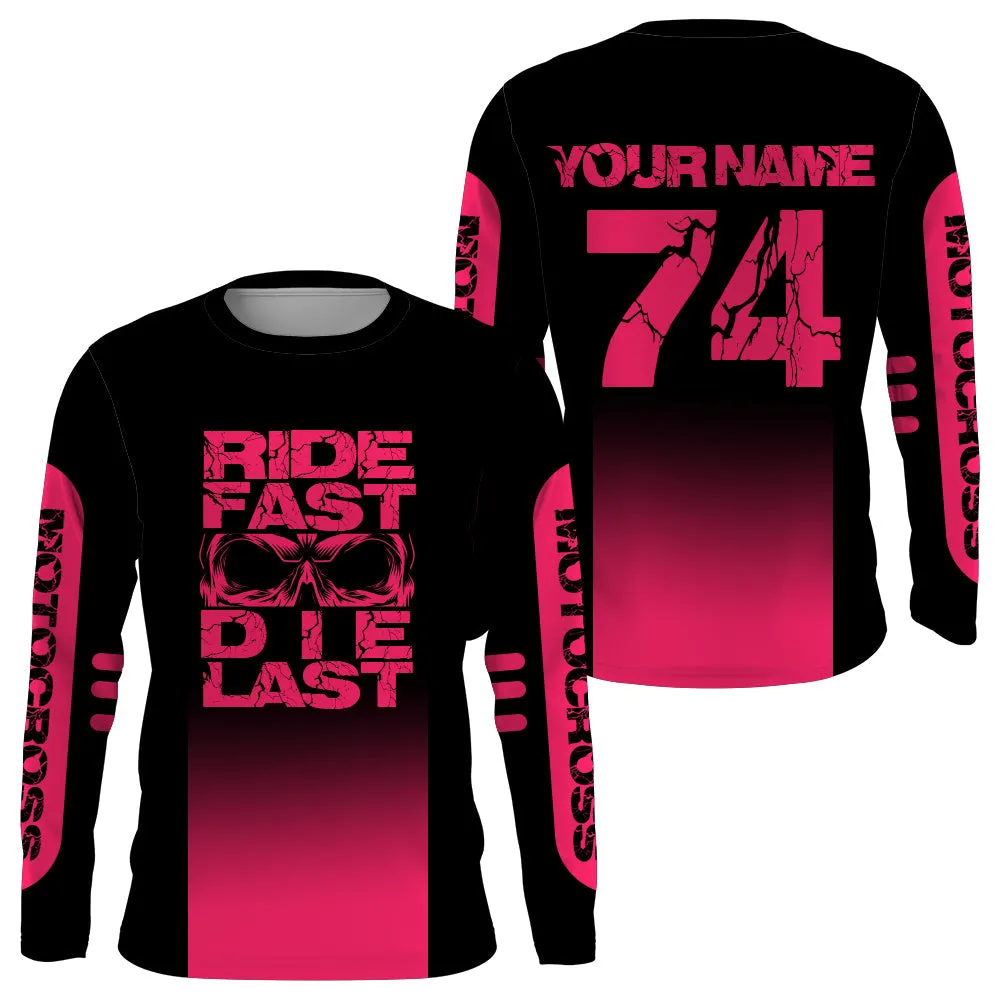 Ride Fast Die Last Motocross Jersey Men Kid Custom Multicolor Dirt Bike Shirt Off-Road Skull MX