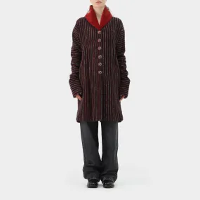 Romeo Gigli Striped Wool Coat with Embellished Buttons