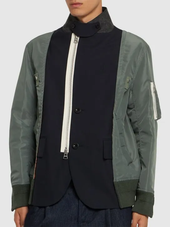 Sacai   Wool blend twill jacket 