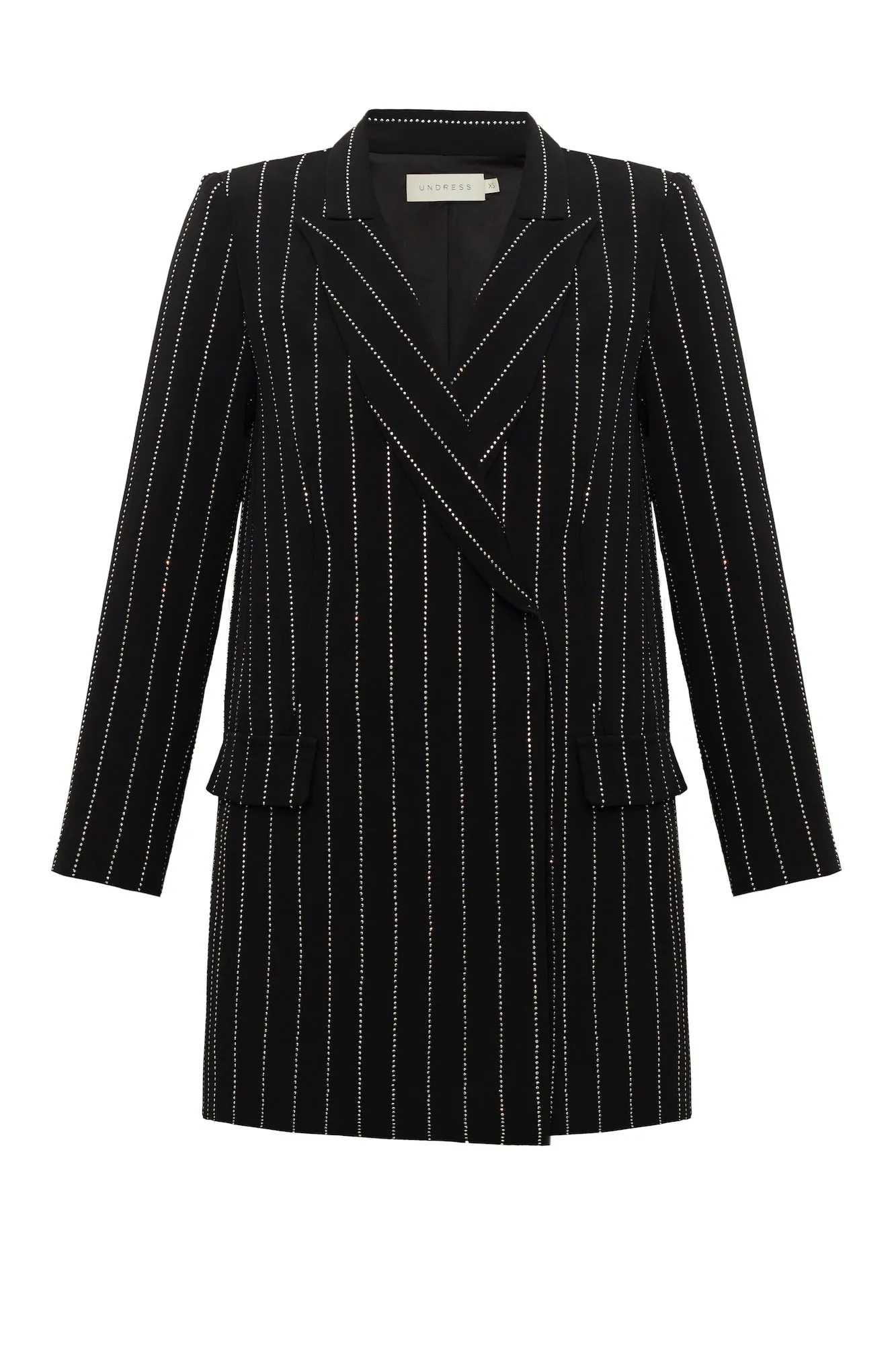 SADE black rhinestone crystal striped mini blazer dress