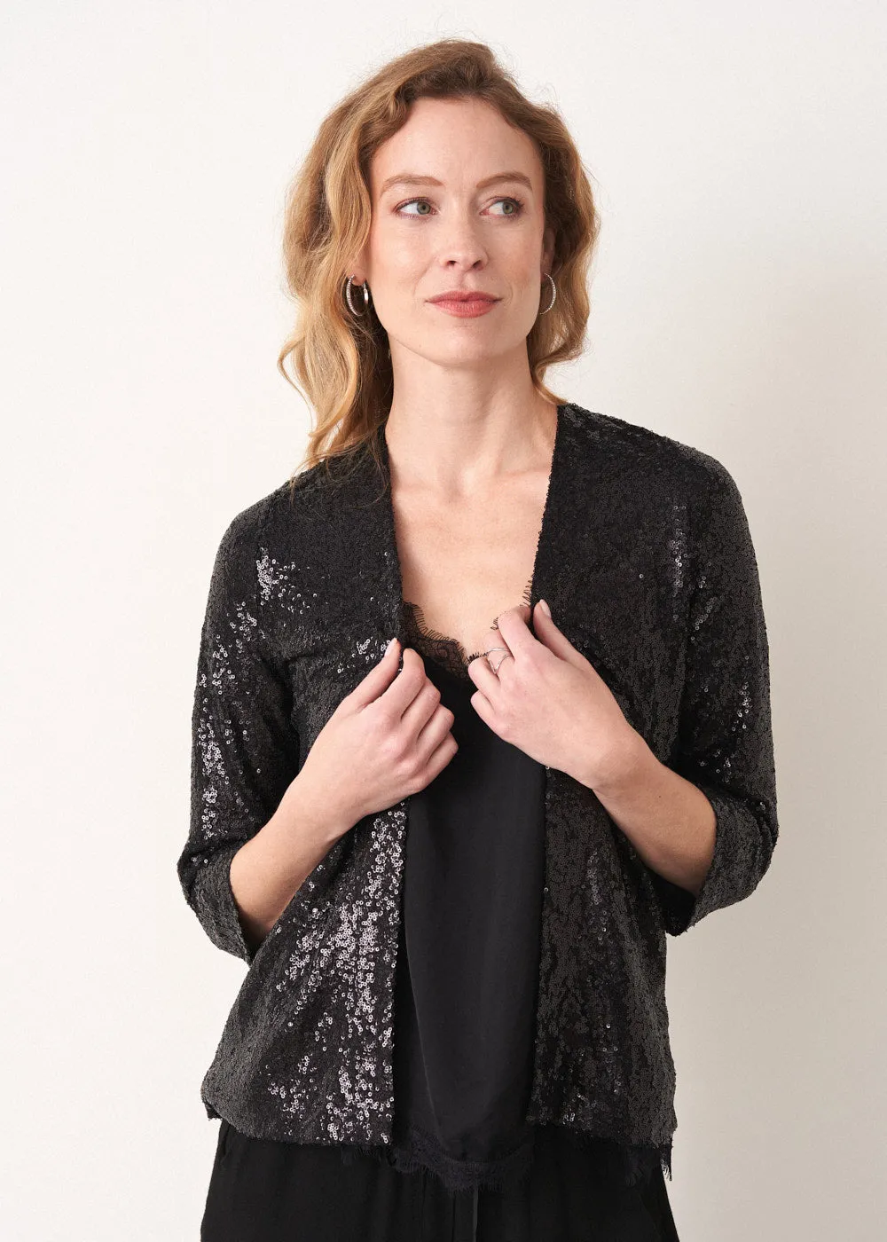 SANNE SEQUIN JACKET - BLACK