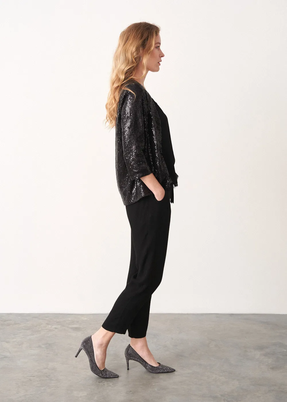 SANNE SEQUIN JACKET - BLACK