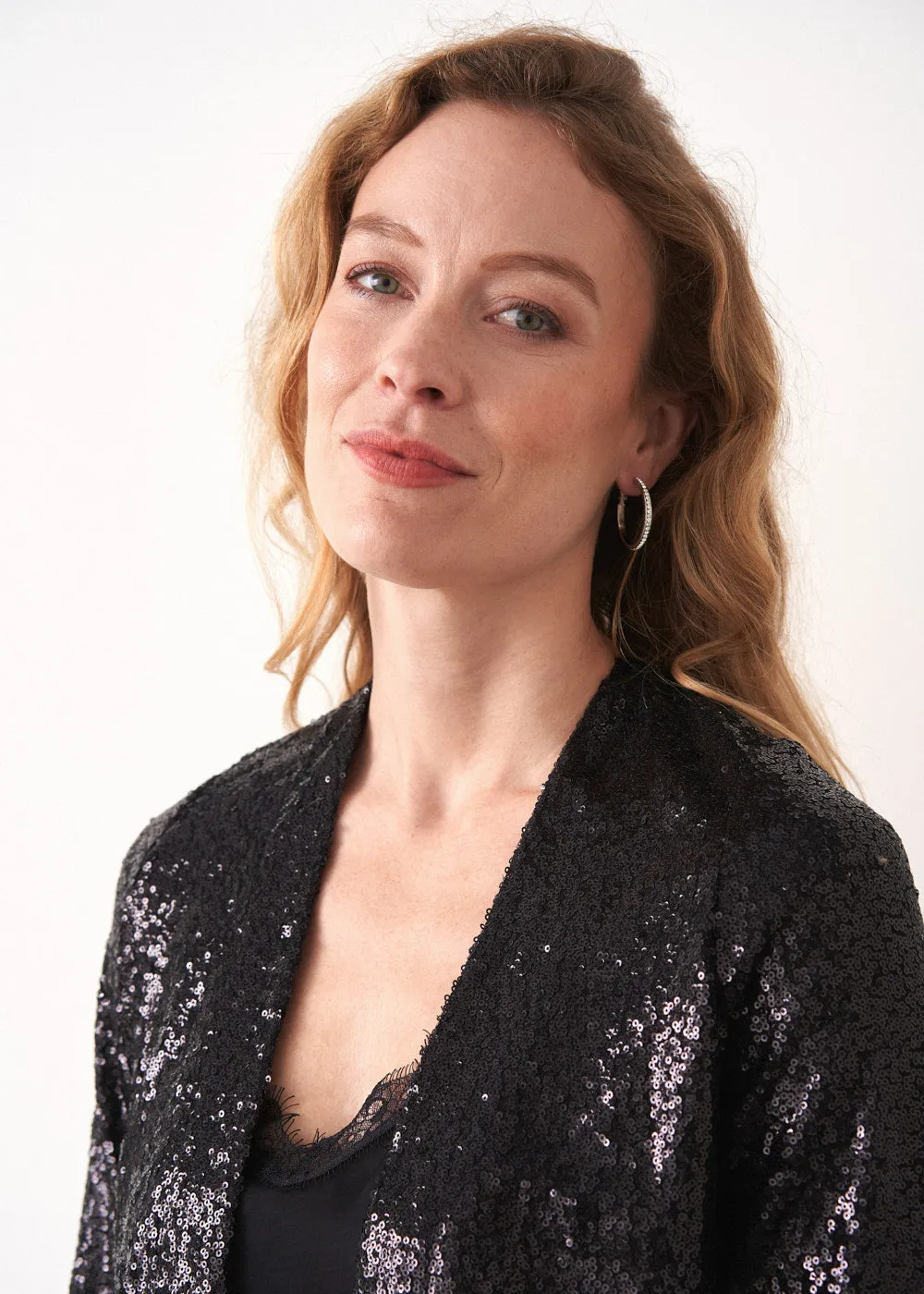 SANNE SEQUIN JACKET - BLACK