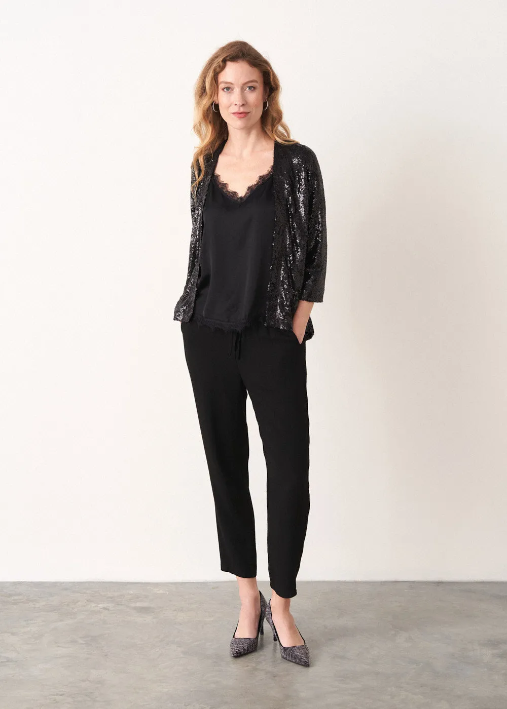 SANNE SEQUIN JACKET - BLACK