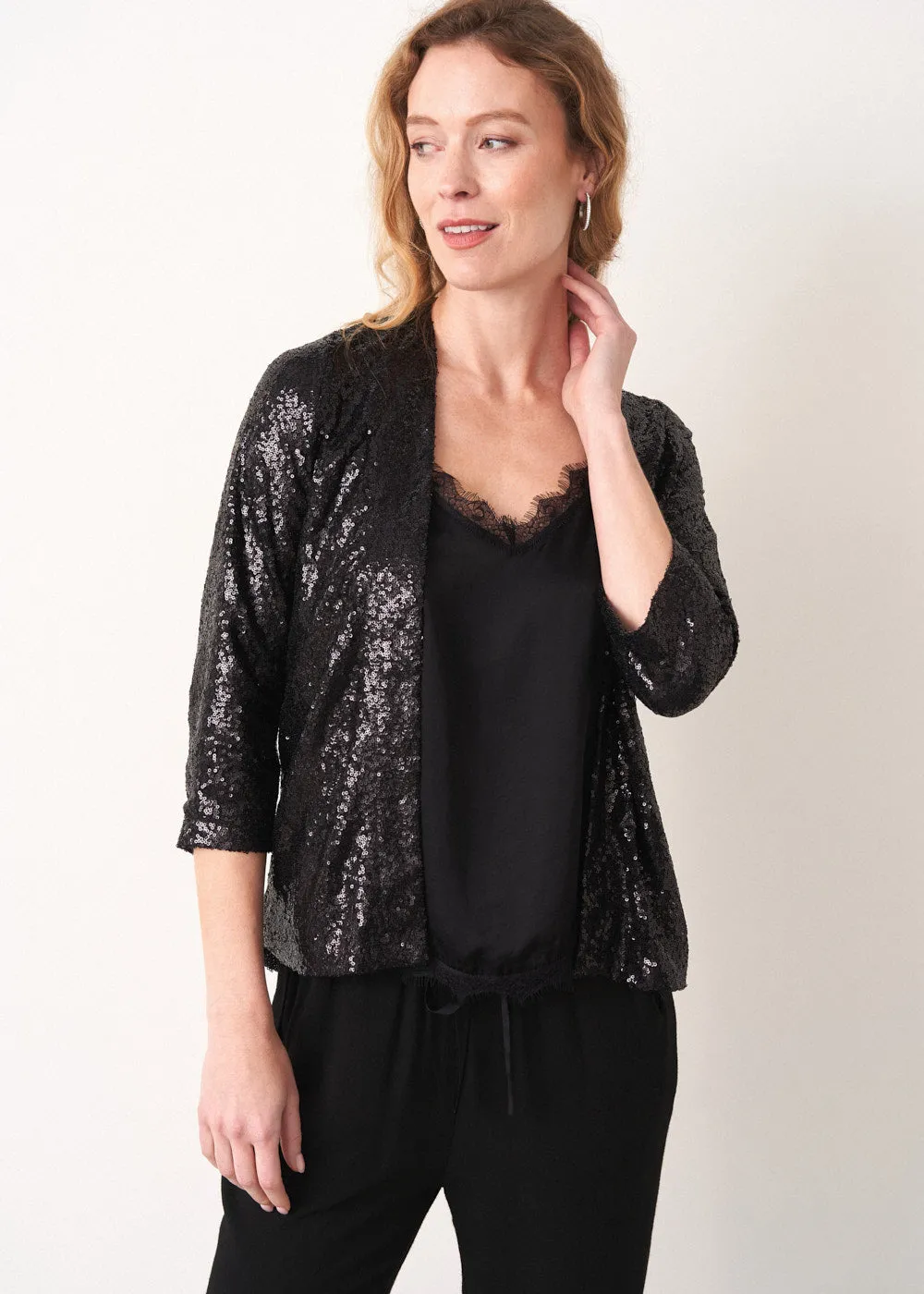 SANNE SEQUIN JACKET - BLACK