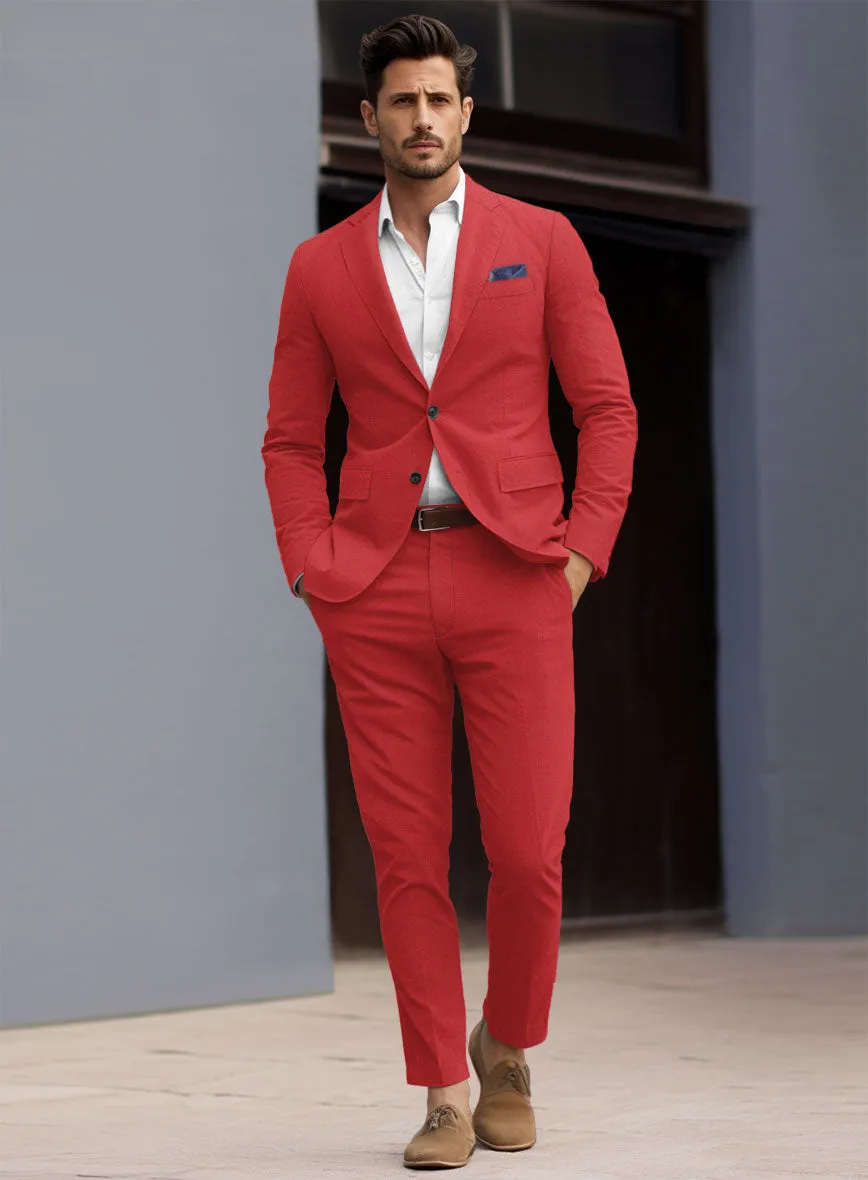 Scabal Red Cotton Stretch Suit