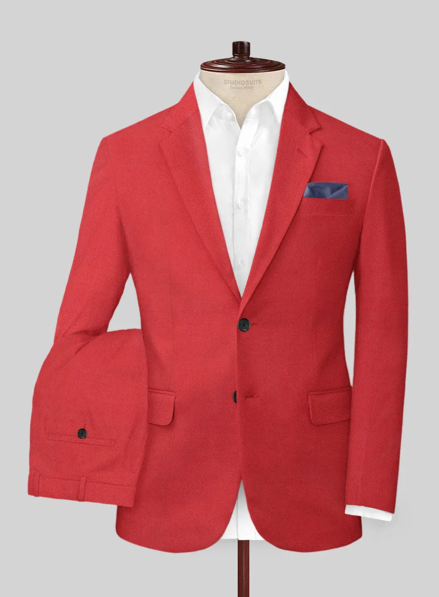 Scabal Red Cotton Stretch Suit