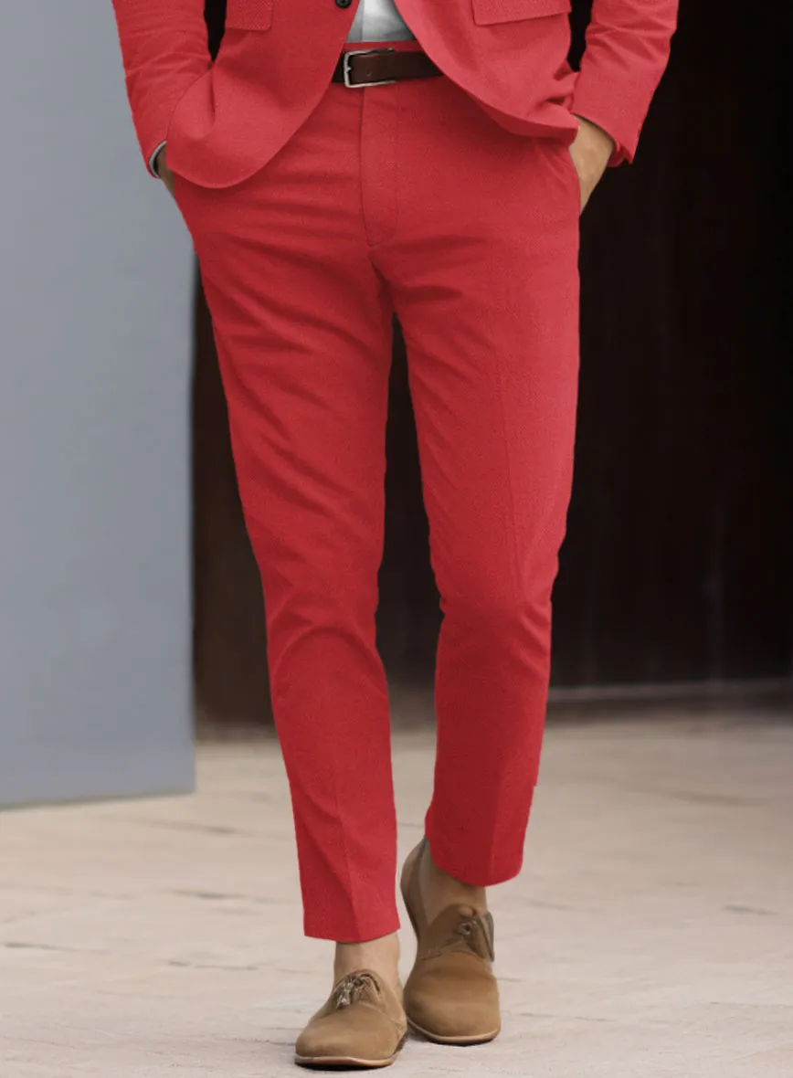 Scabal Red Cotton Stretch Suit