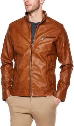 Slim Fit Camel Sheepskin Leather Jacket Mens