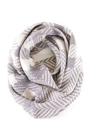 Soft Classic Ivory Chevron Pattern Infinity Loop Scarf