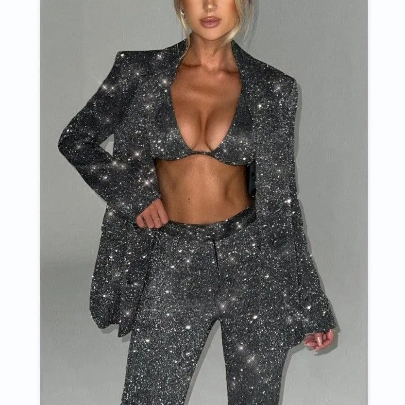 Sparkling Black Blazer & Silver Suit