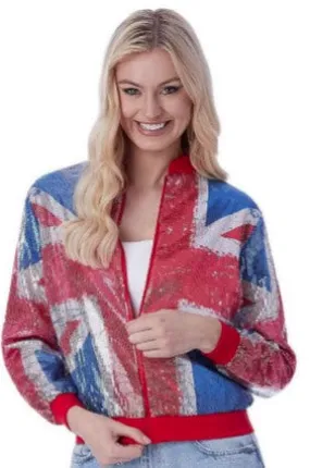 Sparkling Union Jack Sequin Bomber Jacket