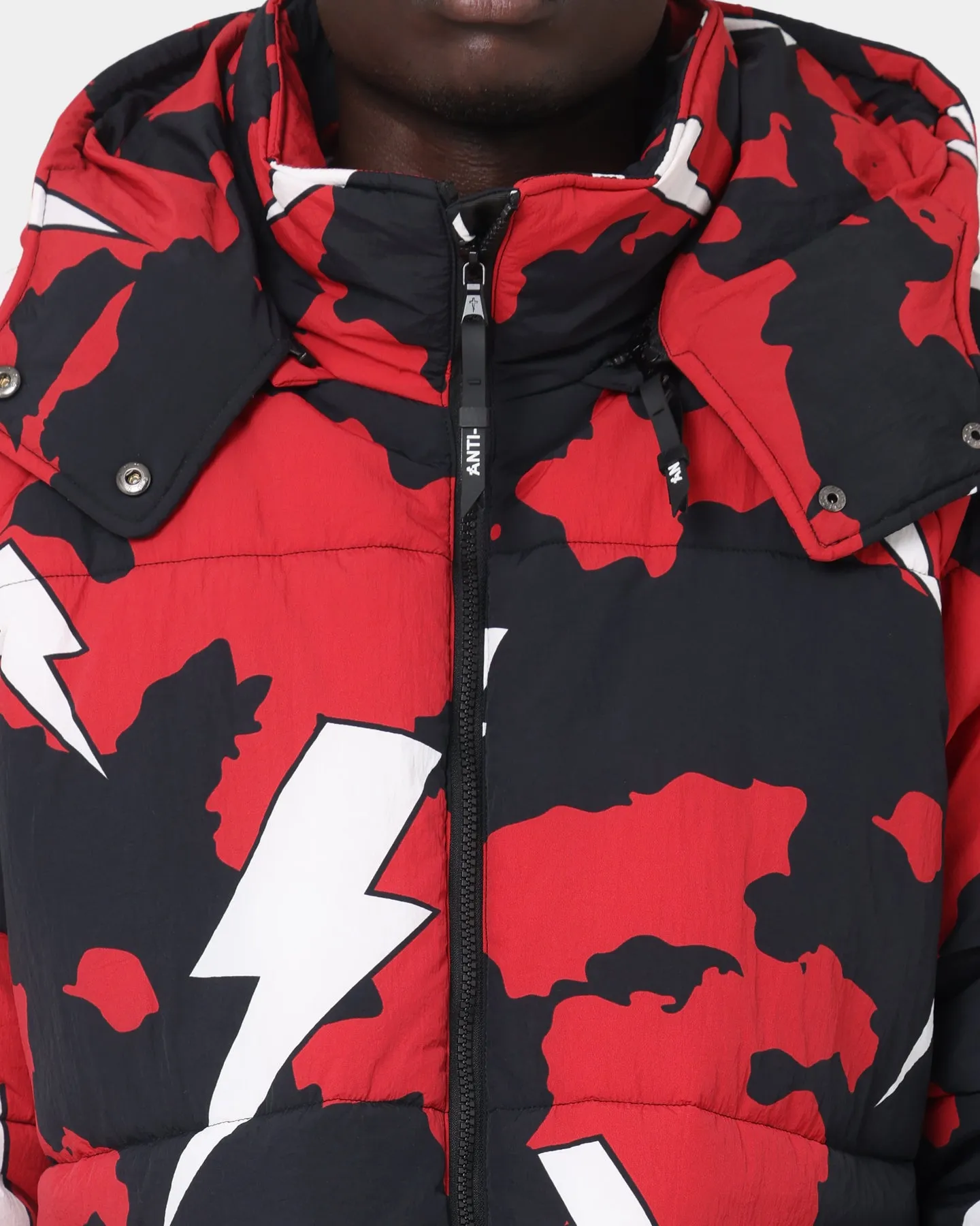 The Anti Order Storm Camo Puffer Jacket Black/Red/White