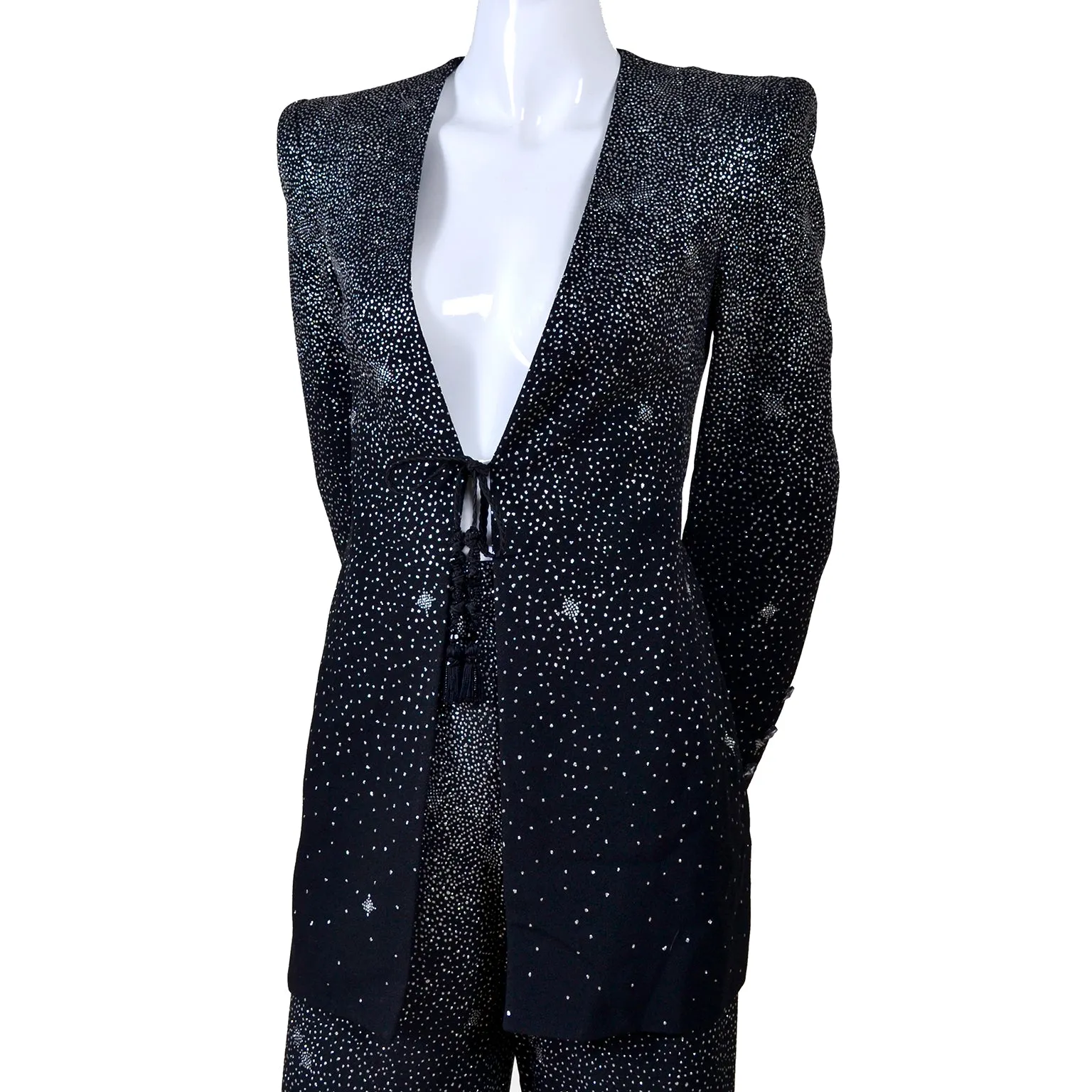 Vintage Christian Lacroix Black Silver Star Evening Pantsuit