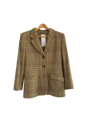 Vintage Country Tweed Jacket Check Brown Beige IT44 UK Size 12