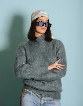 Vintage high neck fluffy sweater