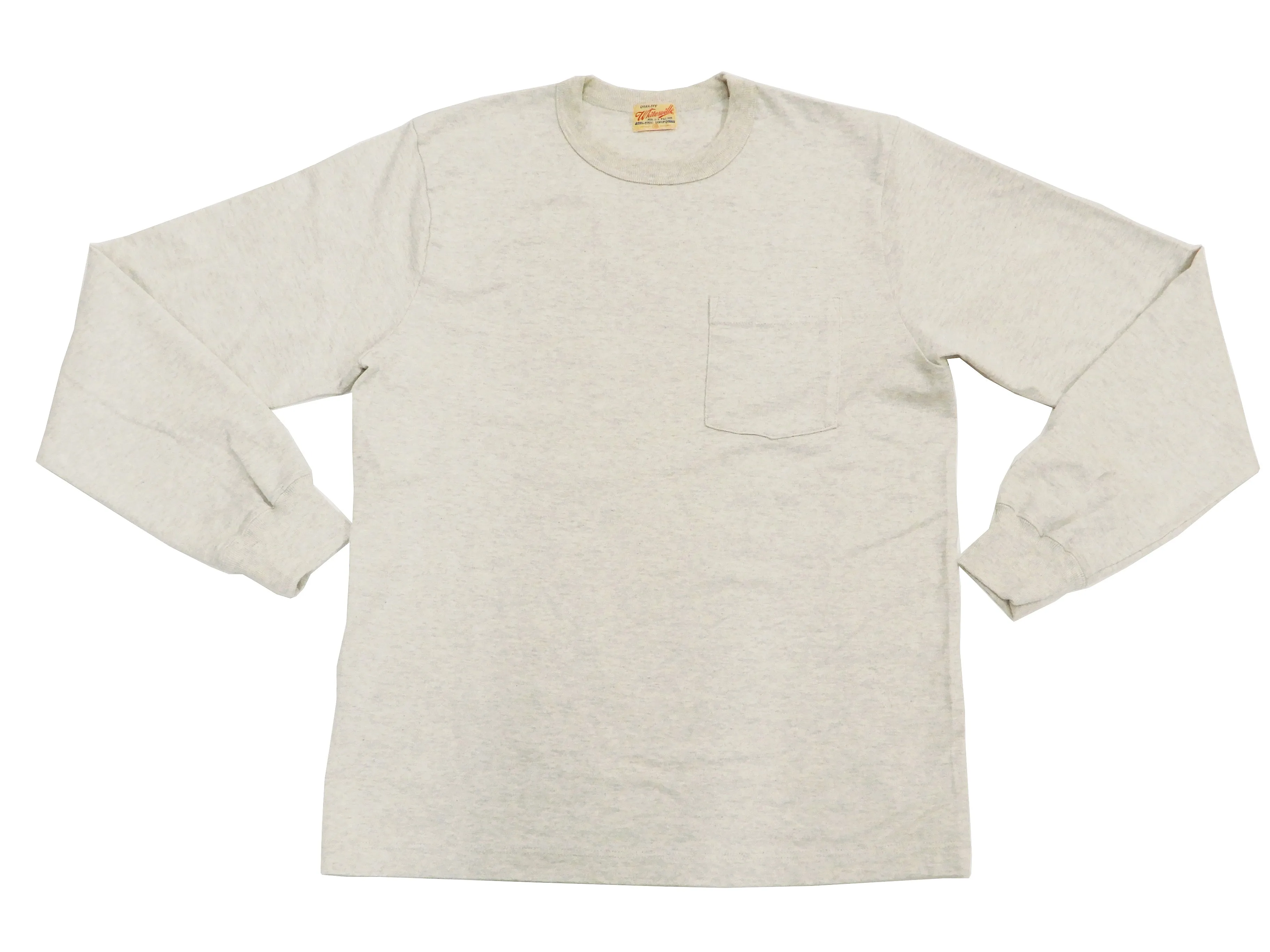 Whitesvill Plain T-shirt Men's Heavyweight Long Sleeve Pocket Tee WV68849 131 Oatmeal