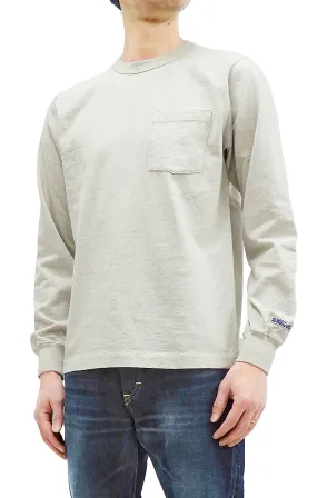 Whitesvill Plain T-shirt Men's Heavyweight Long Sleeve Pocket Tee WV68849 131 Oatmeal