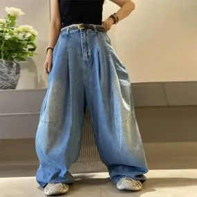 wide leg jeans jeans for women Denim Trousers Elastic Waist Jeans