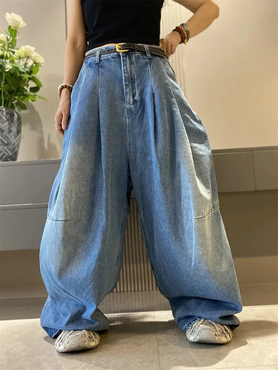 wide leg jeans jeans for women Denim Trousers Elastic Waist Jeans