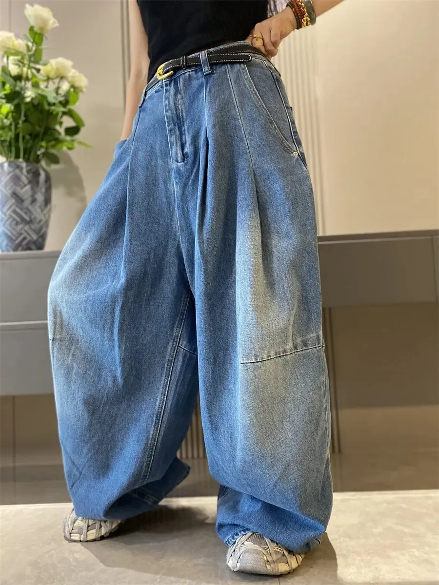 wide leg jeans jeans for women Denim Trousers Elastic Waist Jeans