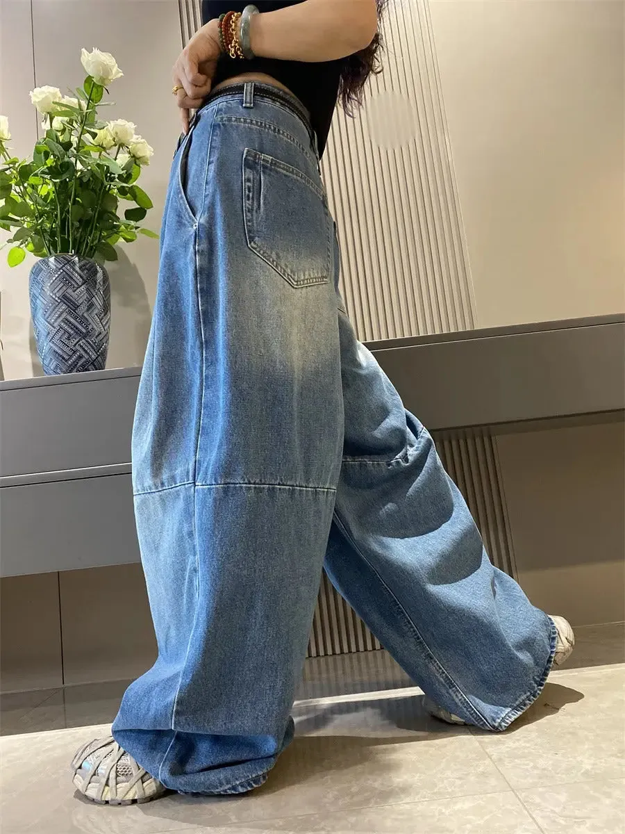 wide leg jeans jeans for women Denim Trousers Elastic Waist Jeans