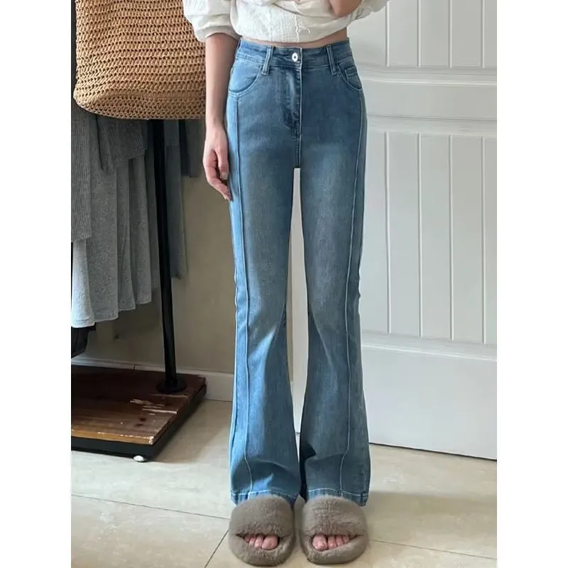 Wjczt outfit inspo Skinny Jeans Women's High Waist Slimming Tall Spring and Autumn Small Horseshoe Horn Pants New Year Retro