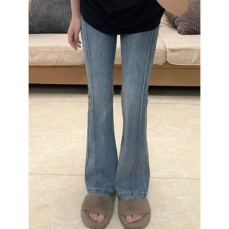 Wjczt outfit inspo Skinny Jeans Women's High Waist Slimming Tall Spring and Autumn Small Horseshoe Horn Pants New Year Retro