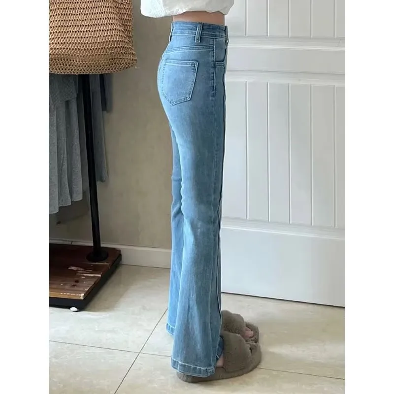 Wjczt outfit inspo Skinny Jeans Women's High Waist Slimming Tall Spring and Autumn Small Horseshoe Horn Pants New Year Retro