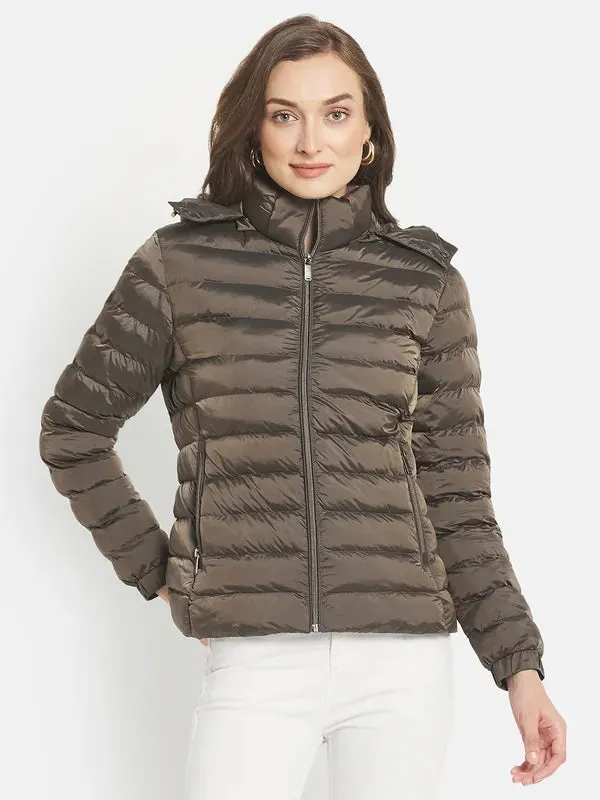 Women Puffer Jacket With Patchwork