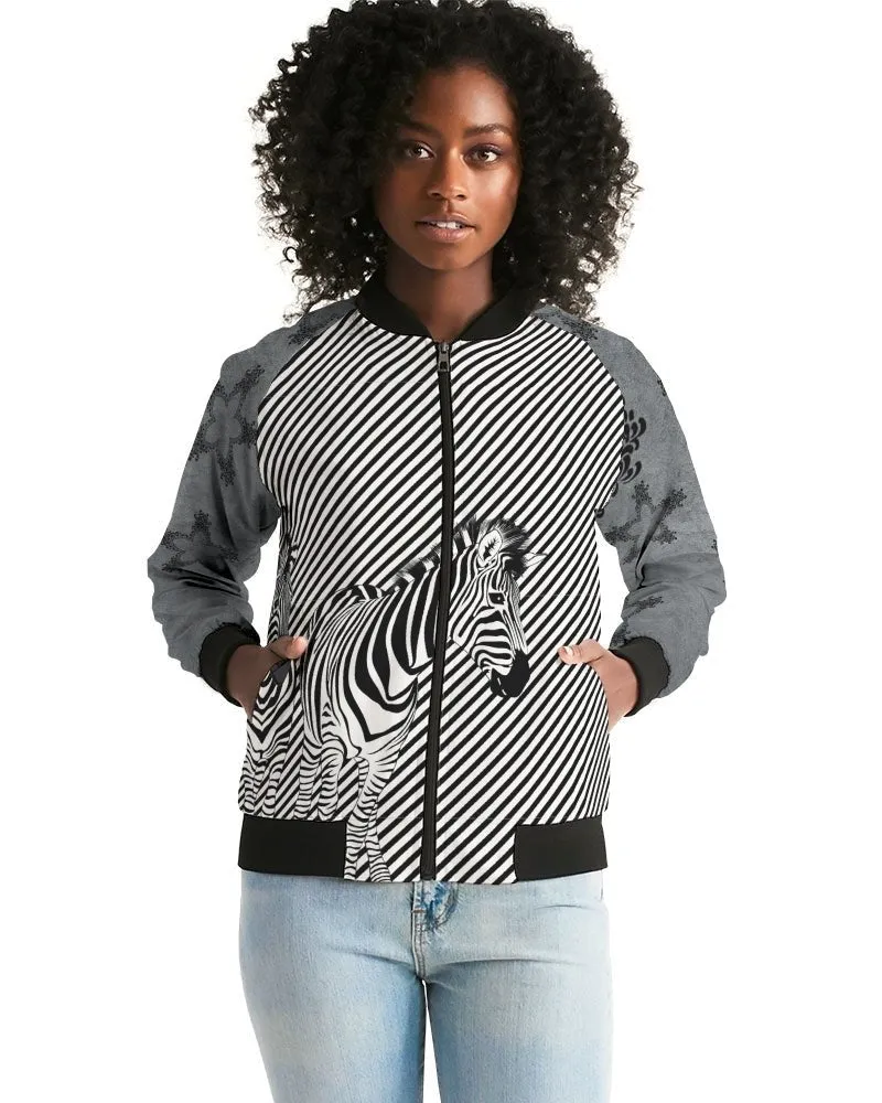 Women's Light Bomber Sport Jacket Zebra